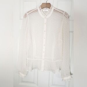 LOFT Sheer Peplum Top With Ruffle Detailing